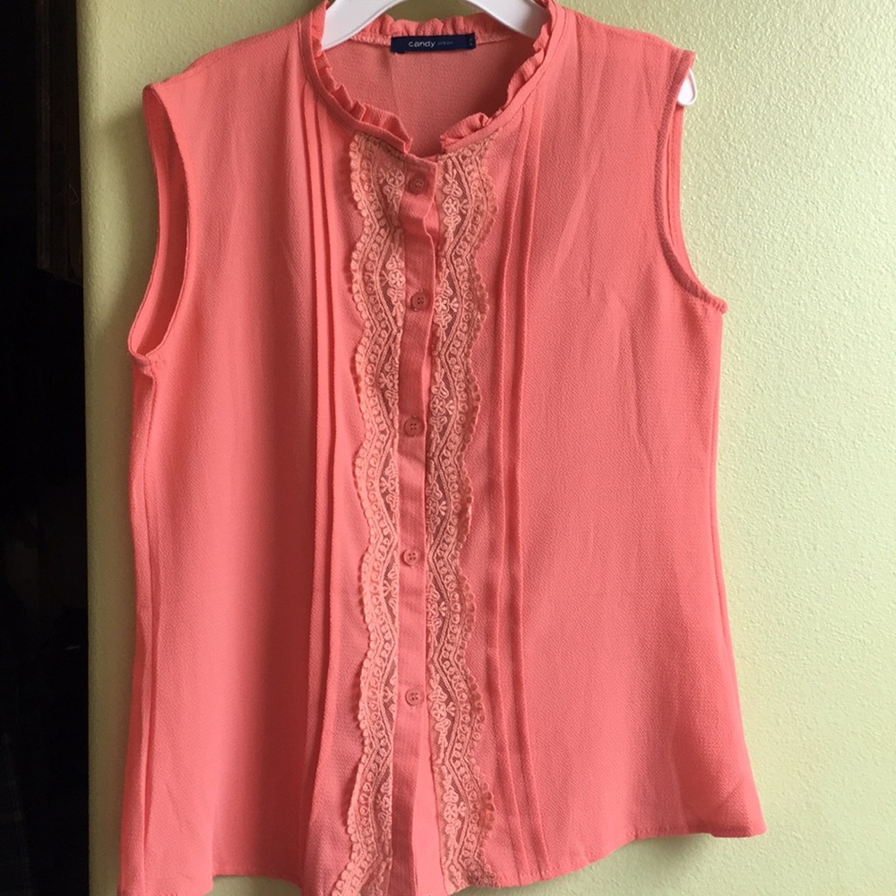 Coral Sleeveless Blouse